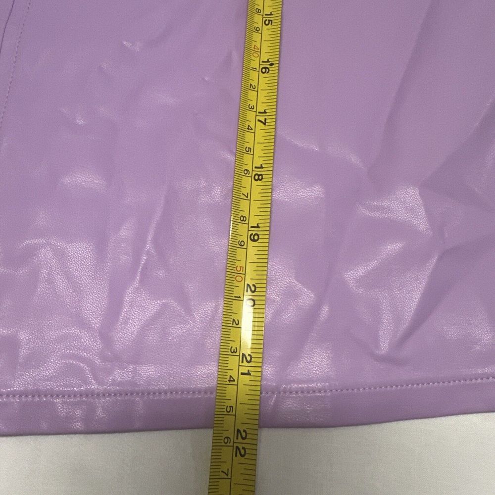 THML Cleo Lavender Vegan Faux Leather Flutter Short Sleeve Blouse Size XS - Picture 11 of 12
